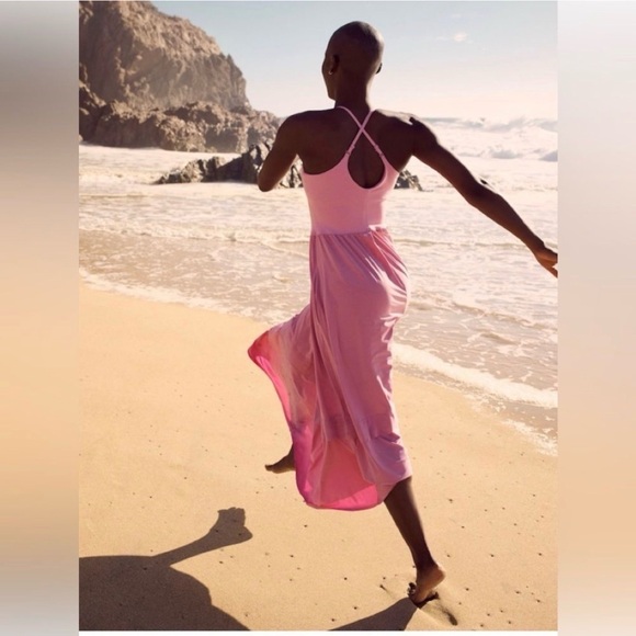 Athleta Elation V-Neck Hybrid Dress Bubblegum Maritima S P Midi Outdoor 601546 - Picture 4 of 16